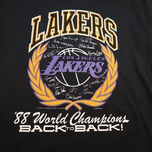 VINTAGE 1988 BACK TO BACK JERZEES LA LOS ANGELES LAKERS NBA BASKETBALL T SHIRT L